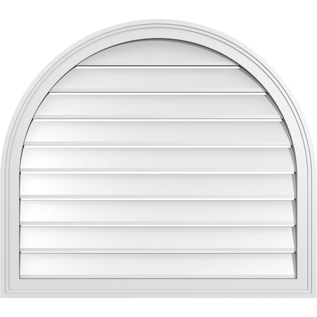 Ekena Millwork Round Top Surface Mount PVC Gable Vent: Functional, w/ 2"W x 1-1/2"P Brickmould Frame, 34"W x 30"H GVPRT34X3002SF